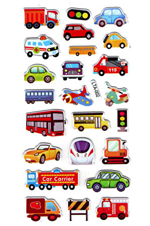 Sticker Kabartmalı Stiker Çıkartma Etiket (Lta002)-18X9 Cm- İş Makine Arabalar
