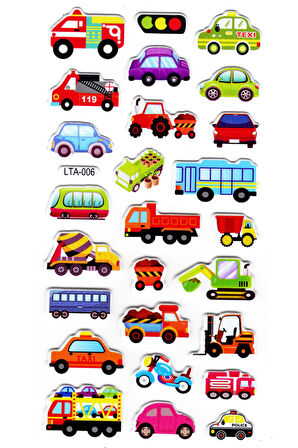 Sticker Kabartmalı Stiker Çıkartma Etiket (LTA006)-18x9 cm- itfaiye araba