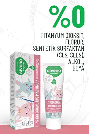 Siveno %100 Doğal Diş Macunu Bebek ve Çocuk İçin Karışık Meyve Aromalı Florürsüz 50 ml