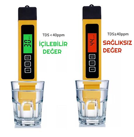 TDS Sıcaklık iletkenlik Metre 3 in 1 Ölçüm LED Işıklı Su Sıvı Analiz Cihazı