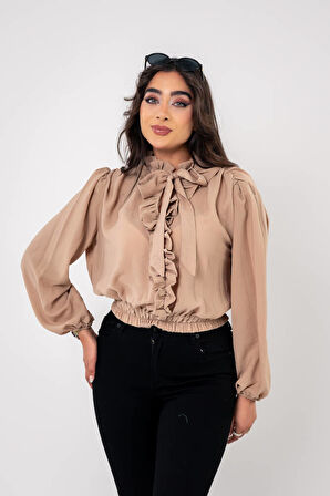 Kol Ve Bel Lastik Bağlama Detaylı Bluz BLZ630