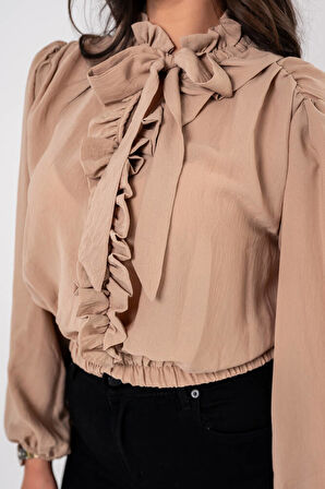 Kol Ve Bel Lastik Bağlama Detaylı Bluz BLZ630