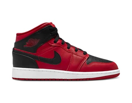 Nike Air Jordan 1 Mid Reverse Bred Gs Siyah Kırmızı 40