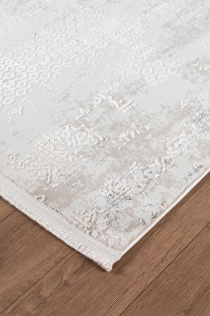 Bienal GJ  Saçaklı Modern Dokuma Halı,Yüksek Kalite Oturma Odası,Salon,Mutfak Halısı 8633A-Gri