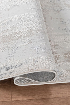 Bienal GJ  Saçaklı Modern Dokuma Halı,Yüksek Kalite Oturma Odası,Salon,Mutfak Halısı 8633A-Gri