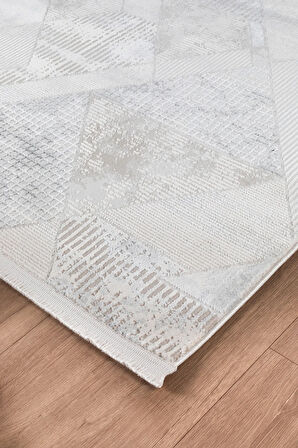 Bienal GJ  Saçaklı Modern Dokuma Halı,Yüksek Kalite Oturma Odası,Salon,Mutfak Halısı 8699A-Gri
