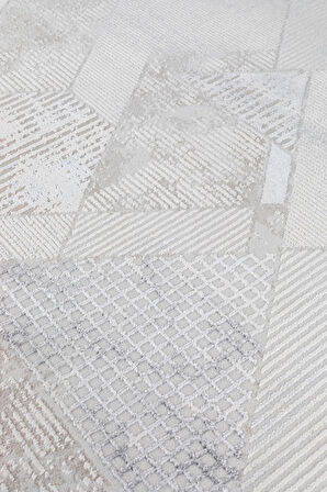 Bienal GJ  Saçaklı Modern Dokuma Halı,Yüksek Kalite Oturma Odası,Salon,Mutfak Halısı 8699A-Gri