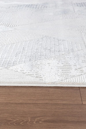 Bienal GJ  Saçaklı Modern Dokuma Halı,Yüksek Kalite Oturma Odası,Salon,Mutfak Halısı 8699A-Gri