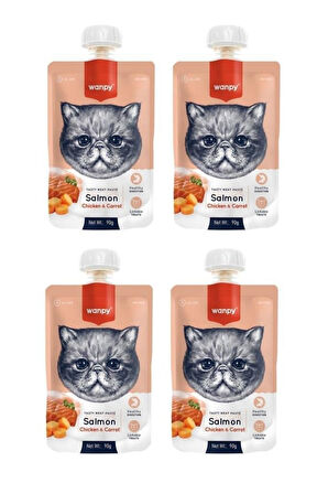 Wanpy Taze Somon & Tavuklu Kedi Et Ezmesi 90 Gr. X 4 Adet