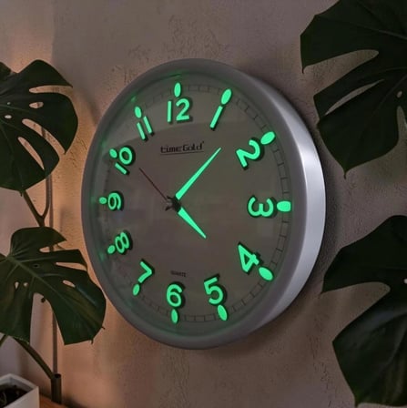 Fosforlu 3D Yatay Rakamlı Sessiz Akar Saniye Duvar Saati Çap 28 cm Beyaz