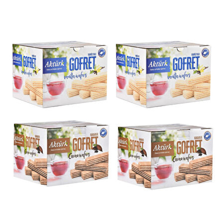 Aktürk Gofret 800 gr Kakaolu ve Vanilyalı 4 lü Karma Paket