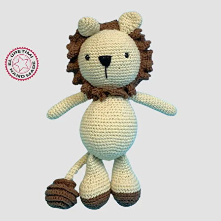 Uretti - Ümmügülsüm 5329 - El Yapımı Amigurumi Sevimli Aslan 23 cm - Bej