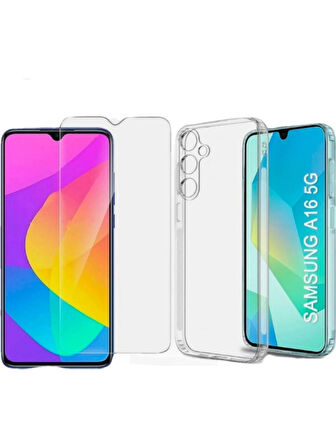 Samsung A16 Uyumlu Ekran Koruyucu Ve Şeffaf Kılıf