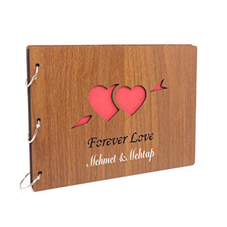 İsme Kişiye Özel Ahşap Kapaklı Forever Love Fotoğraf Albümü