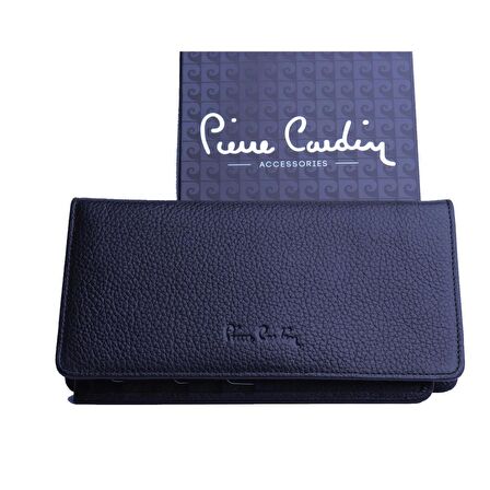 Pierre Cardin Siyah Logolu Deri Cüzdan Dik Model 11055