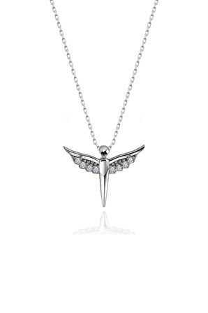 925 ayar Gümüş Swarovski Taşlı Melek Kolye Sertifikalı Qr Kodlu