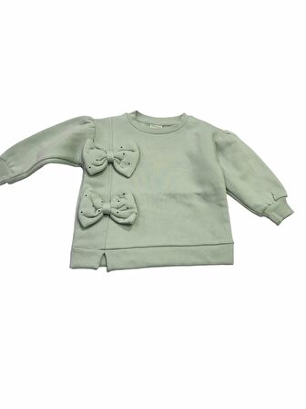 Divonette Sweatshirt Fiyonk Aksesuarlı Yeşil 