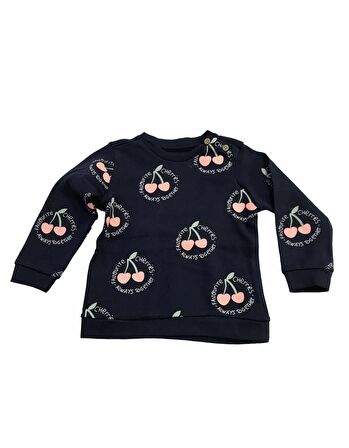 Divonette Sweatshirt Kiraz Desenli Lacivert