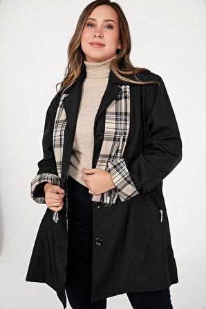 ASTARLI CEBİ FERMUARLI ATKI AKSESUARLI BÜYÜK BEDEN TRENÇKOT BONDİT KABAN