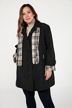 ASTARLI CEBİ FERMUARLI ATKI AKSESUARLI BÜYÜK BEDEN TRENÇKOT BONDİT KABAN