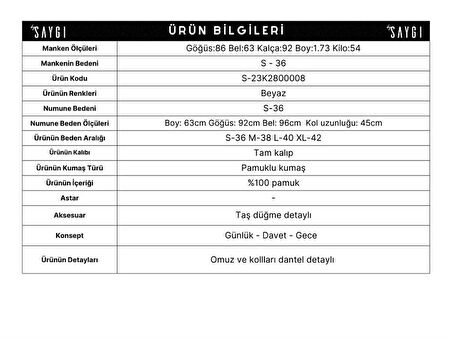 Kolları Dantel Detaylı Gömlek Beyaz