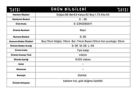 Çiçek Desenli Oversize Gömlek Mavi