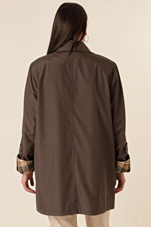 ASTARLI CEBİ FERMUARLI ATKI AKSESUARLI BÜYÜK BEDEN BONDİT KABAN Kahve