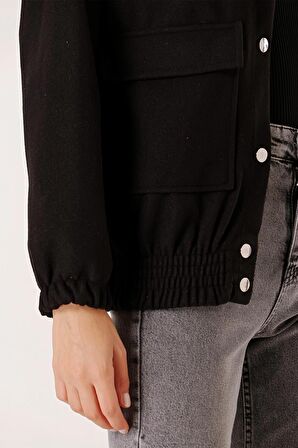 Beli Lastikli Torba Cepli Kaşe Bomber Mont