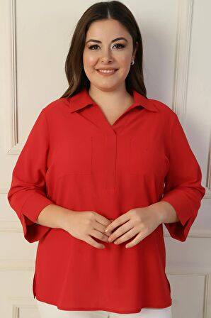 Polo Yaka Cepli Çeyrek Kol B.B. Bluz