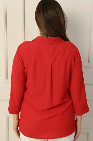 Polo Yaka Cepli Çeyrek Kol B.B. Bluz