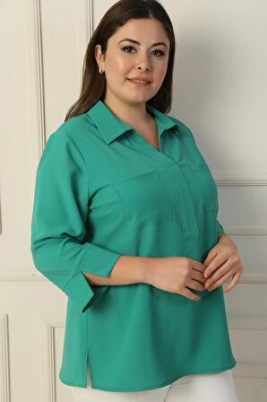 Polo Yaka Cepli Çeyrek Kol B.B. Bluz