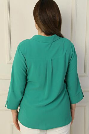 Polo Yaka Cepli Çeyrek Kol B.B. Bluz