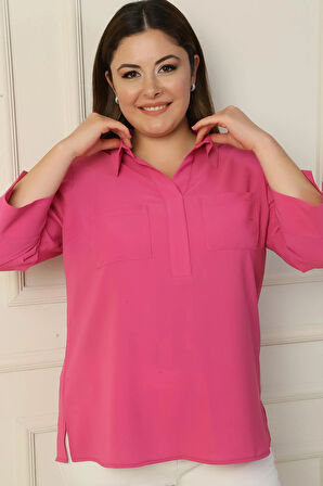 Polo Yaka Cepli Çeyrek Kol B.B. Bluz