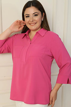 Polo Yaka Cepli Çeyrek Kol B.B. Bluz