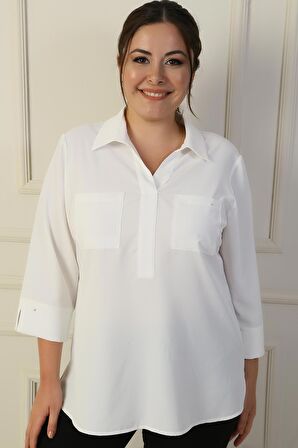 Polo Yaka Cepli Çeyrek Kol B.B. Bluz