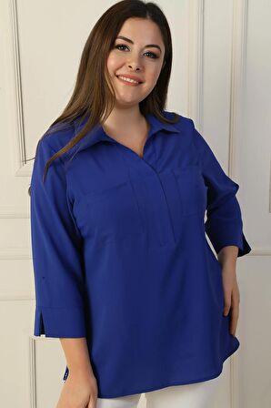 Polo Yaka Cepli Çeyrek Kol B.B. Bluz