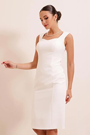 Kalın Askılı Astarlı Krep Kısa Elbise