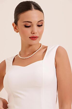 Kalın Askılı Astarlı Krep Kısa Elbise