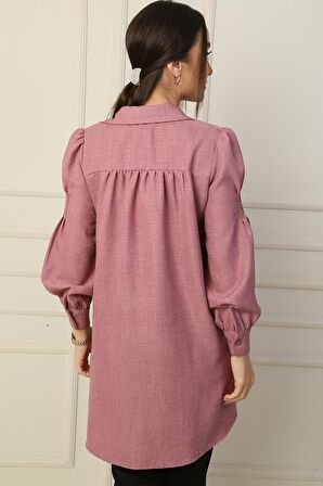 Yaka Ve Kolları Taş Detaylı Patlı Gömlek