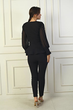 Kolları Şifon Omuzları Boncuk işlemeli İkili Takım