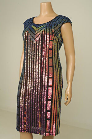 Kadın Pul İşleme Desenli Tırnak Kol B.B. Elbise