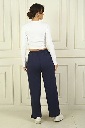 Kadın Beli Lastikli Cepli Palazzo Pantolon