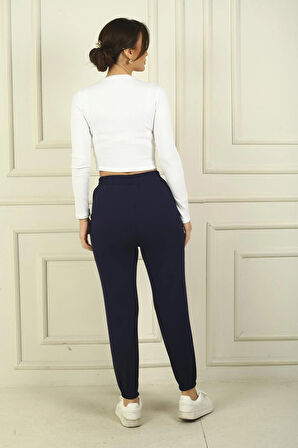 Kadın Beli Ve Paçası Lastikli Cepli Pantolon