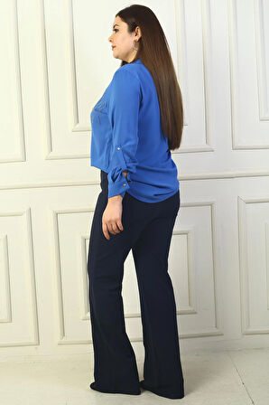 Kadın Beli Lastikli Çımalı Büyük Beden Palazzo Pantolon