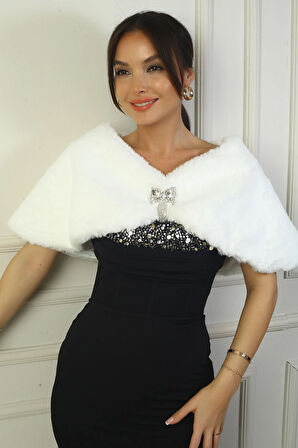 Kadın Broşlu İçi Astarlı Bolero