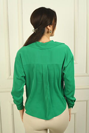 Önü Düğümlü Mikro Saten Gömlek