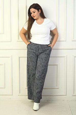 Kadın Beli Lastiki Cepli Karyağdı B.üyük Beden Palazzo Pantolon