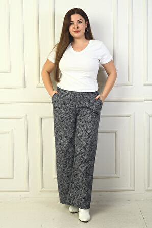 Kadın Beli Lastiki Cepli Karyağdı B.üyük Beden Palazzo Pantolon