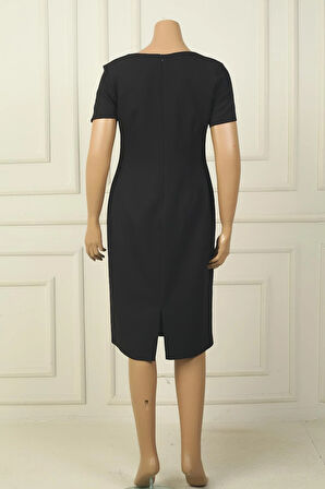 Kadın Yarım Kollu Astarlı Büyük Beden Krep Elbise