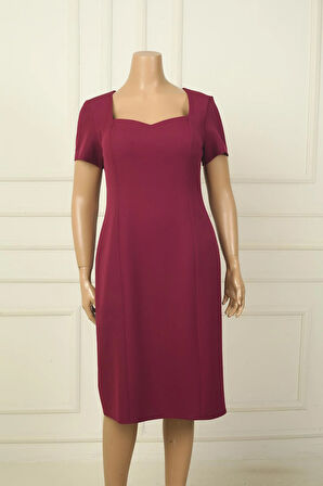 Kadın Yarım Kollu Astarlı Büyük Beden Krep Elbise